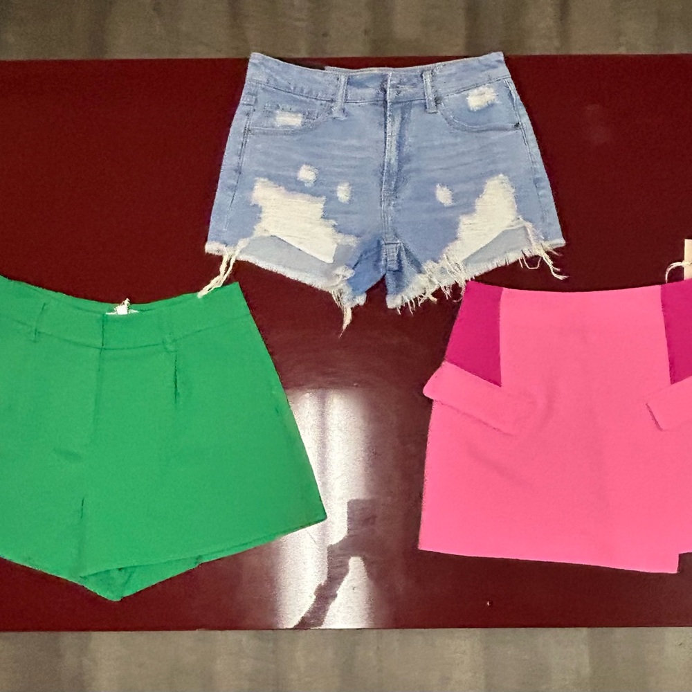 Trendy girls  junior, Jean Shorts - Blue, Green, and Pink